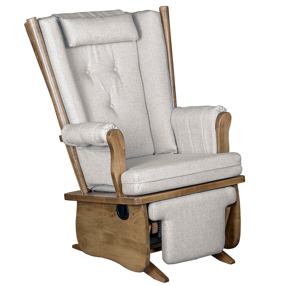 QW Amish Charlotte Glider with Flip-out Footrest & Padded Arms