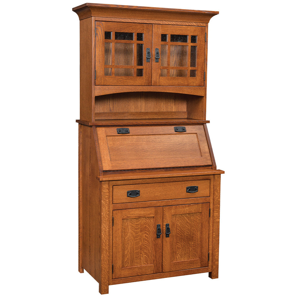 QW Amish Mission Secretary Desk w/ Hutch