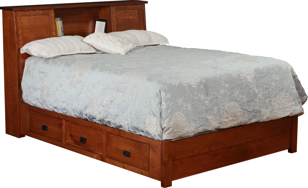 QW Amish Classic Mission Bookcase Storage Bed