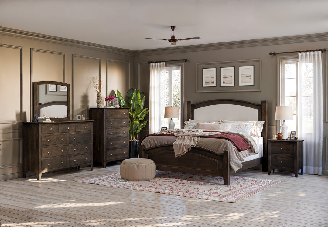 QW Amish Carlston Royal Bed w/ Upholstered Headboard