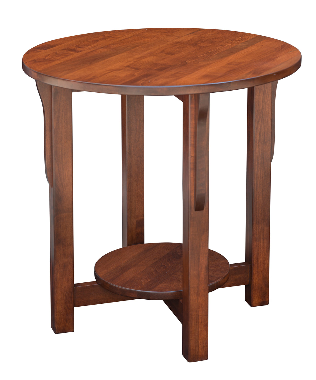 QW Amish Prairie Mission Round End Table w/ Shelf