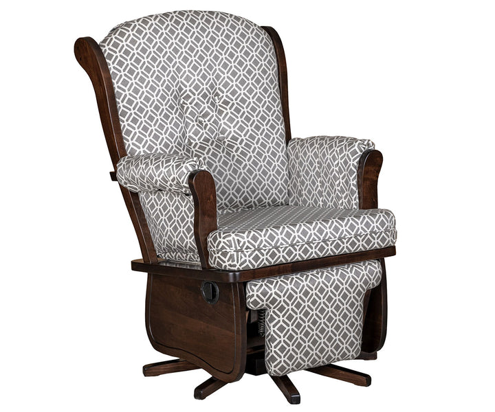 QW Amish Swanback Swivel Glider with Flip-out Footrest