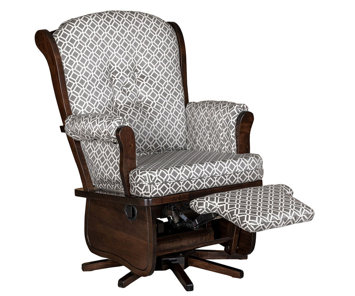 QW Amish Swanback Swivel Glider with Flip-out Footrest