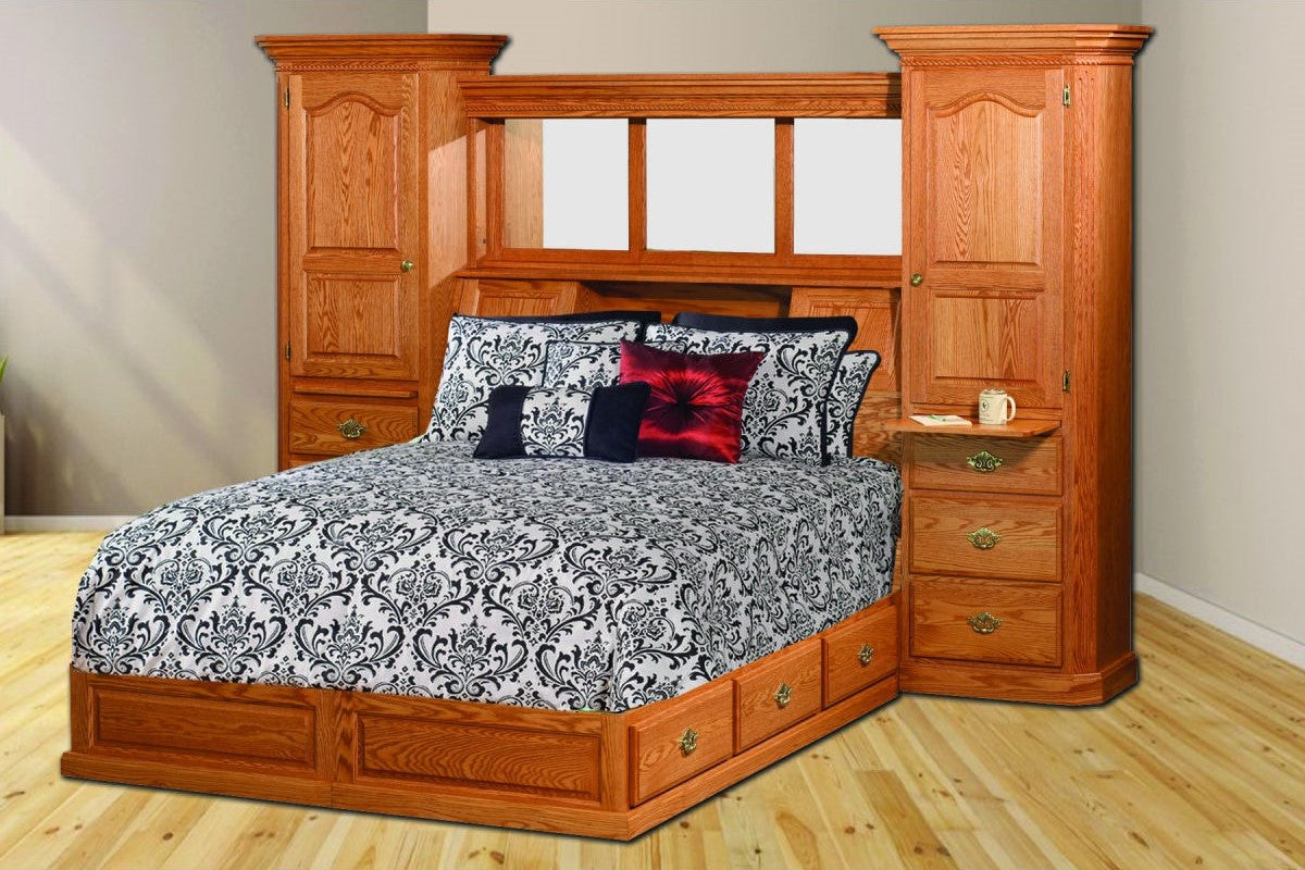 Luxury amish rustic cherry bedroom set solid wood full queen deals king bed