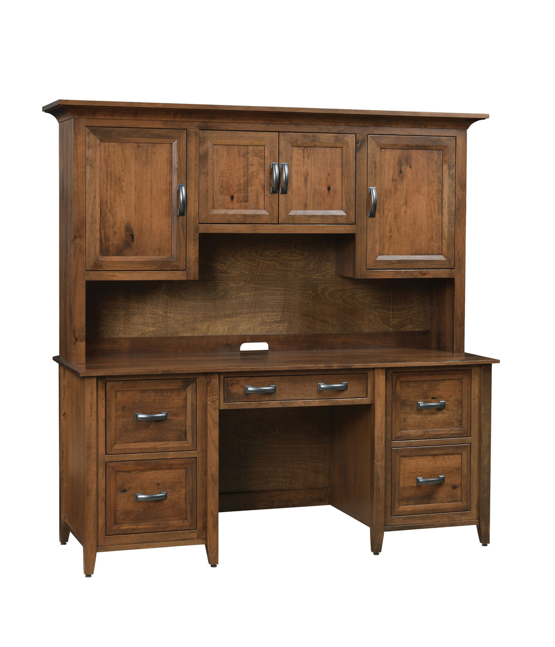 QW Amish Ventura Double Pedestal Desk w/ Optional Hutch