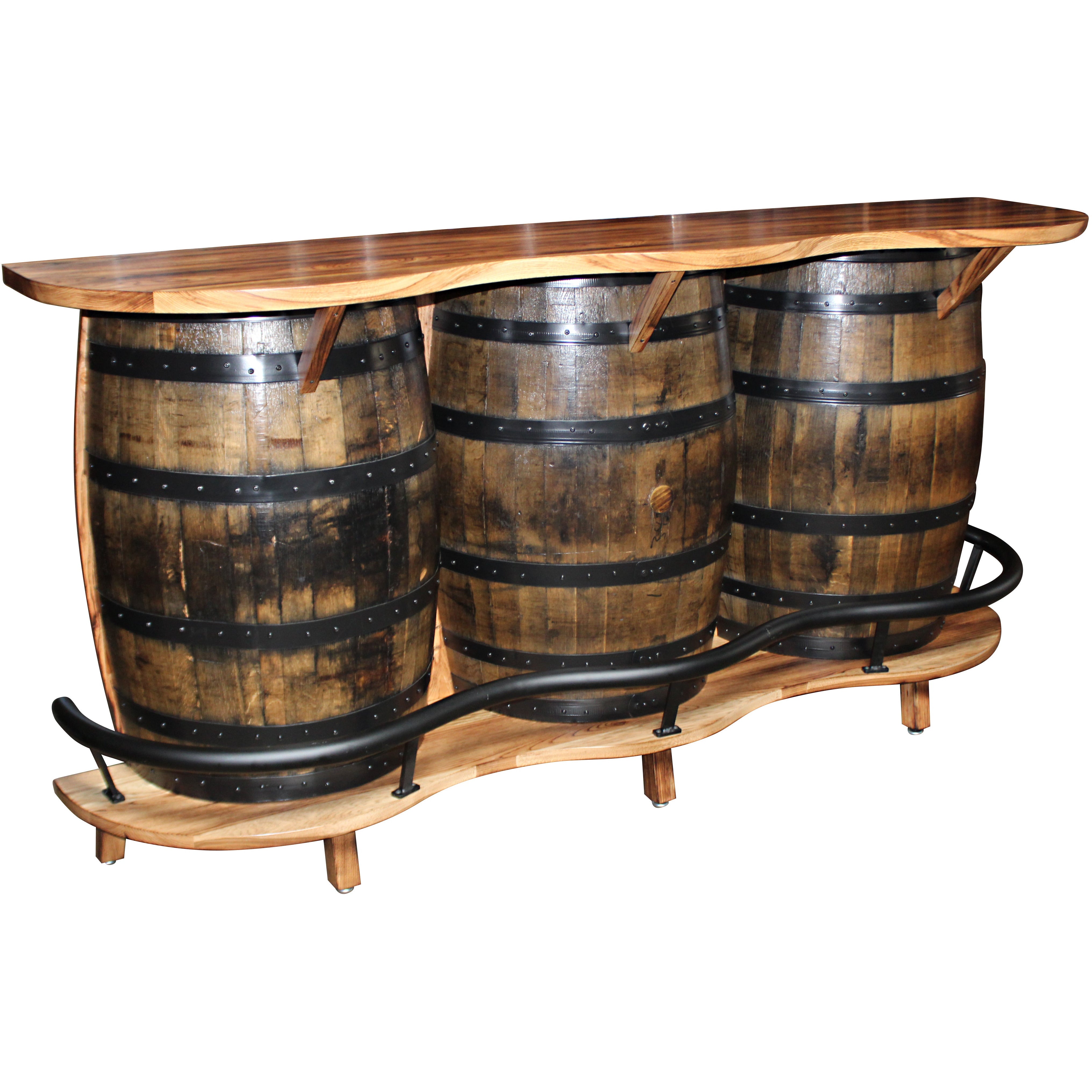 QW Amish Whiskey Barrel Triple Bar Quality Woods Furniture