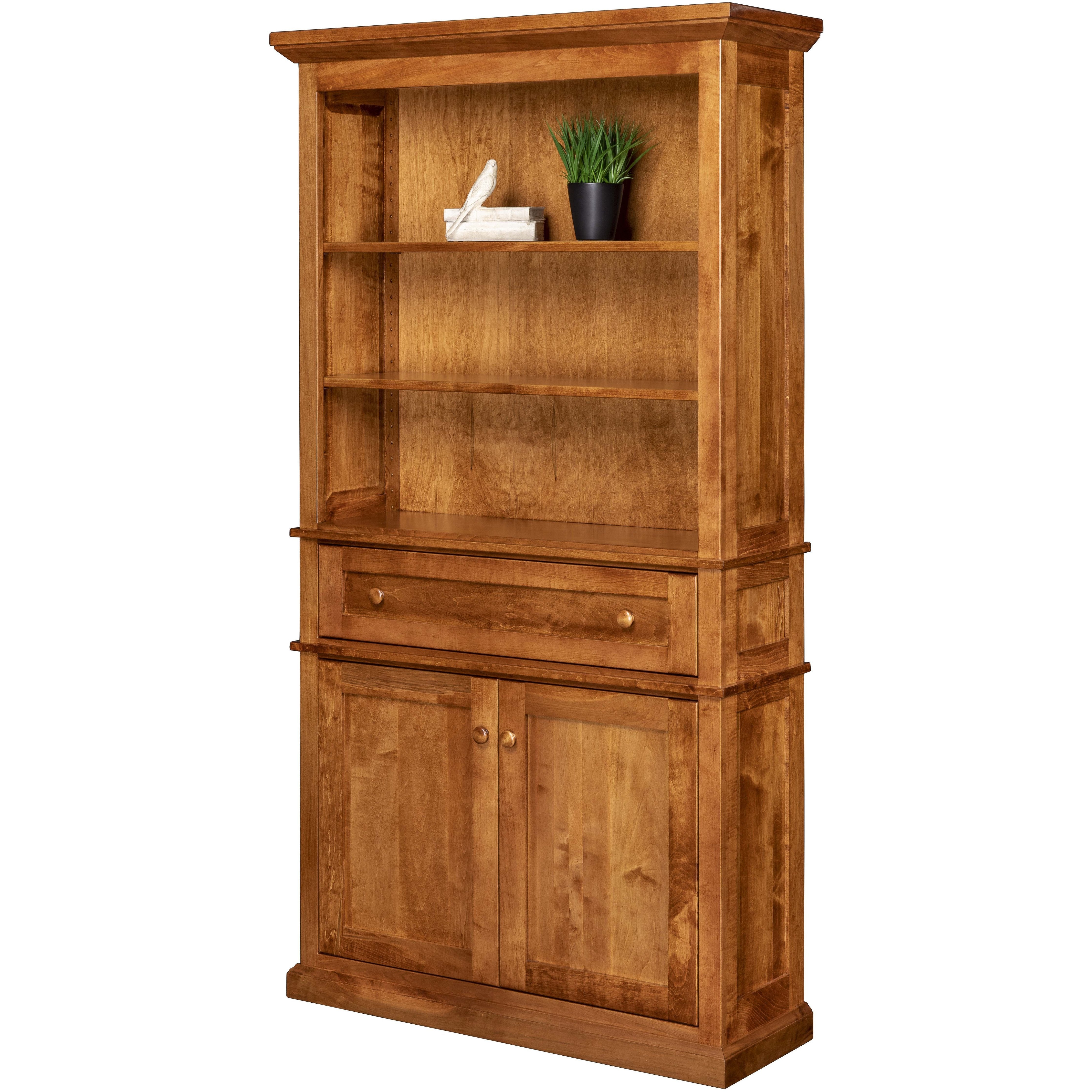 QW Amish Alexis Bookcase with Lower Doors & Drawer – Quality Woods