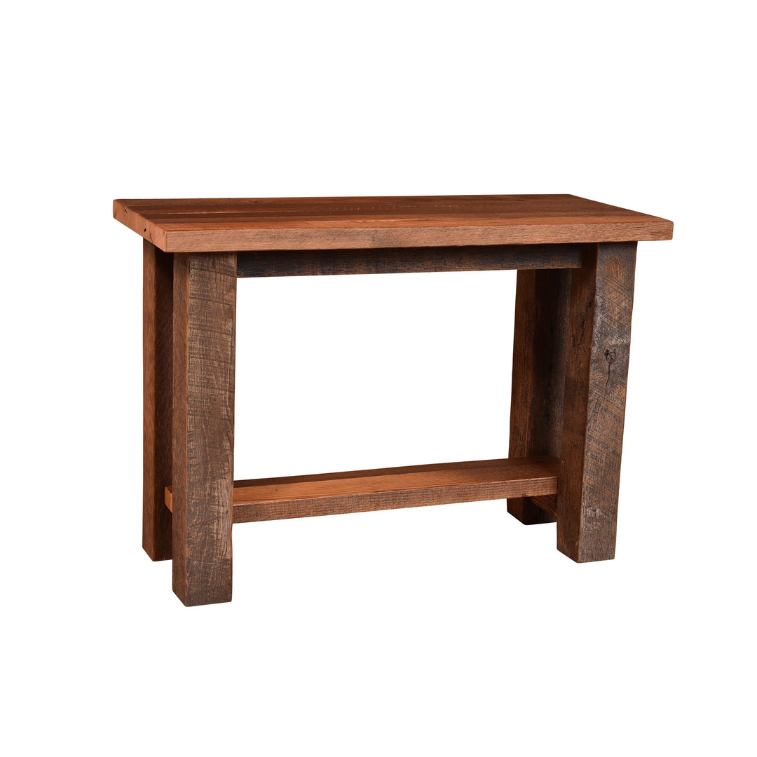 QW Amish Almanzo Reclaimed Barnwood Sofa Table with Shelf BPXW-376-ASTS