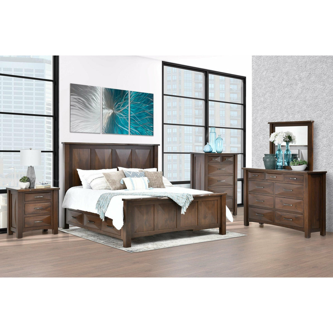 QW Amish Atley Live Edge 5pc Set w/ Storage Bed