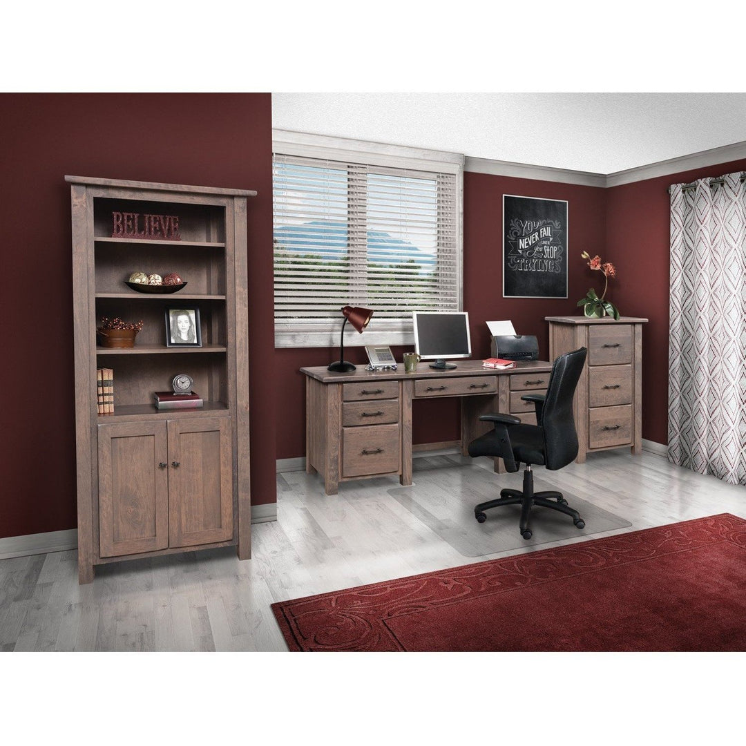 QW Amish Barn Floor Single Pedestal Desk
