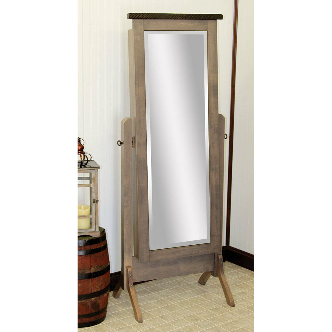 QW Amish Barn Wood Cheval Jewelry Mirror