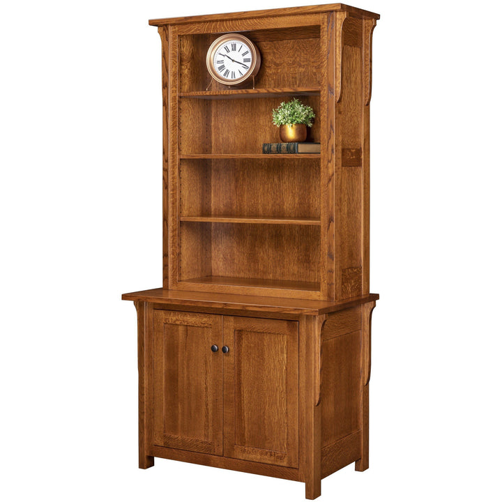 QW Amish Boston 2 Door Credenza & Optional Bookcase Hutch