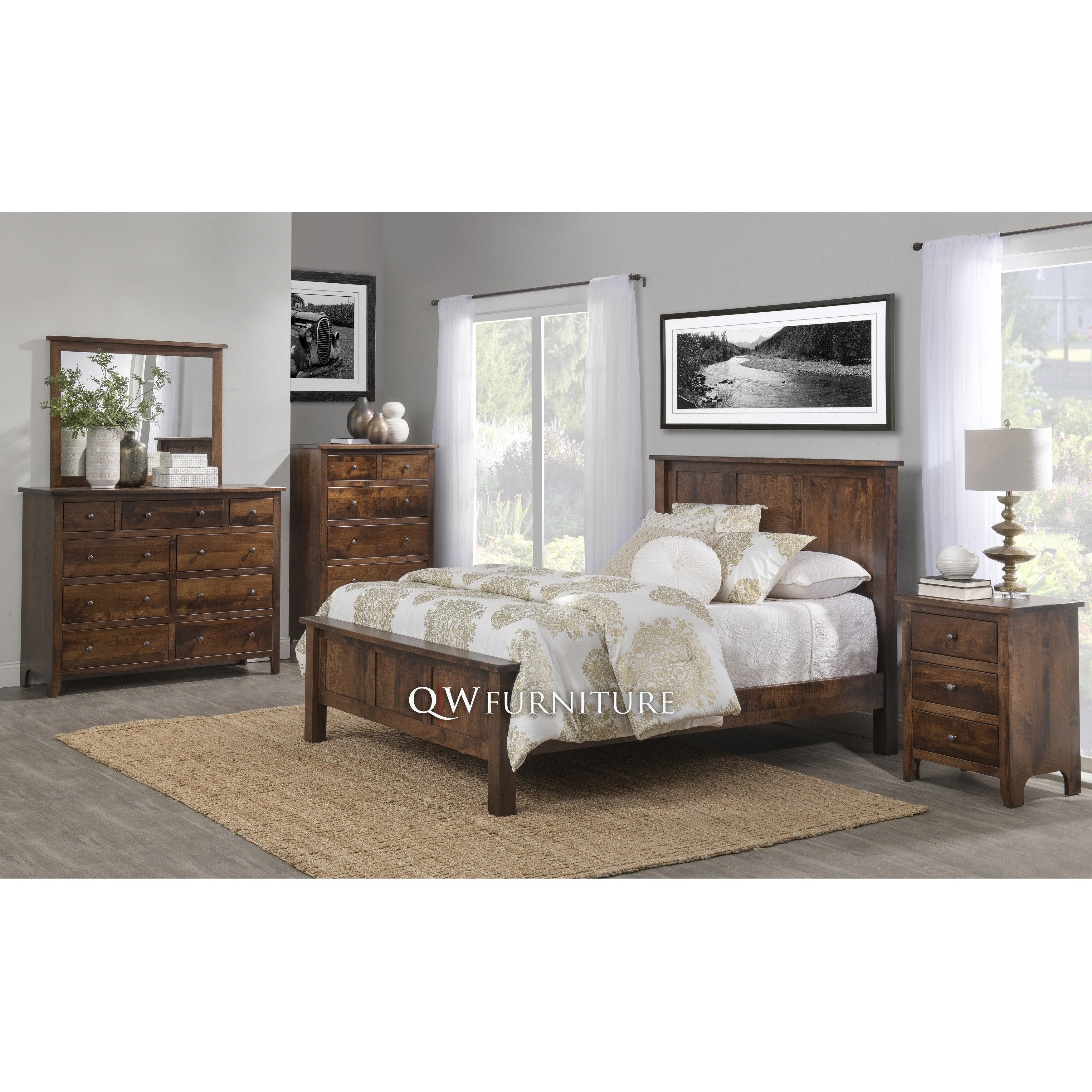 Peaceful Classics Skinny Drawers Cabinet Amish Furniture Mocha Finish