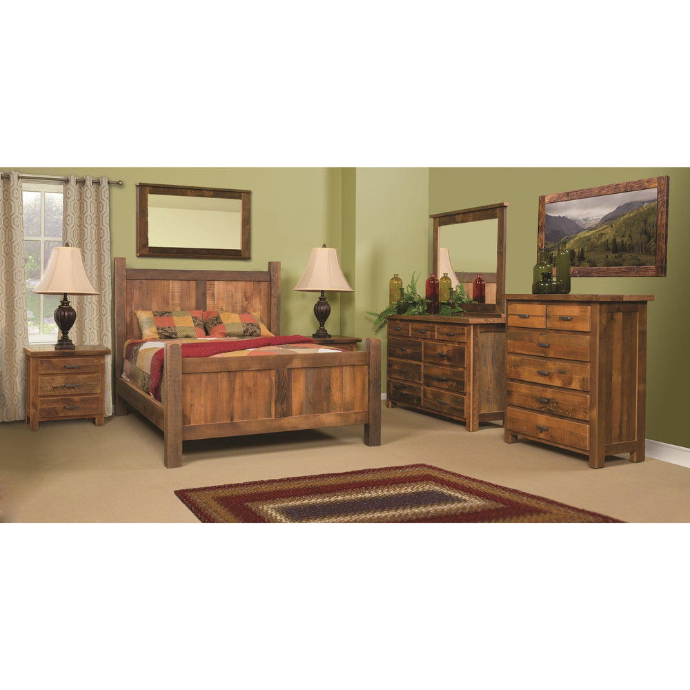 QW Amish Farmhouse Reclaimed Barnwood 9 Drawer Dresser with Mirror BPXW-336F9DD341FHM