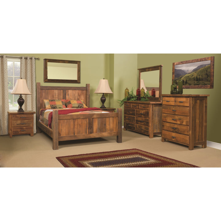 QW Amish Farmhouse Reclaimed Barnwood 9 Drawer Dresser with Mirror BPXW-336F9DD341FHM
