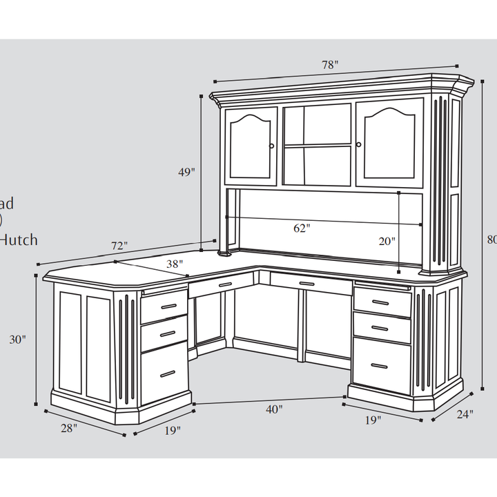 QW Amish Fifth Avenue L-Shape Desk with Optional Hutch