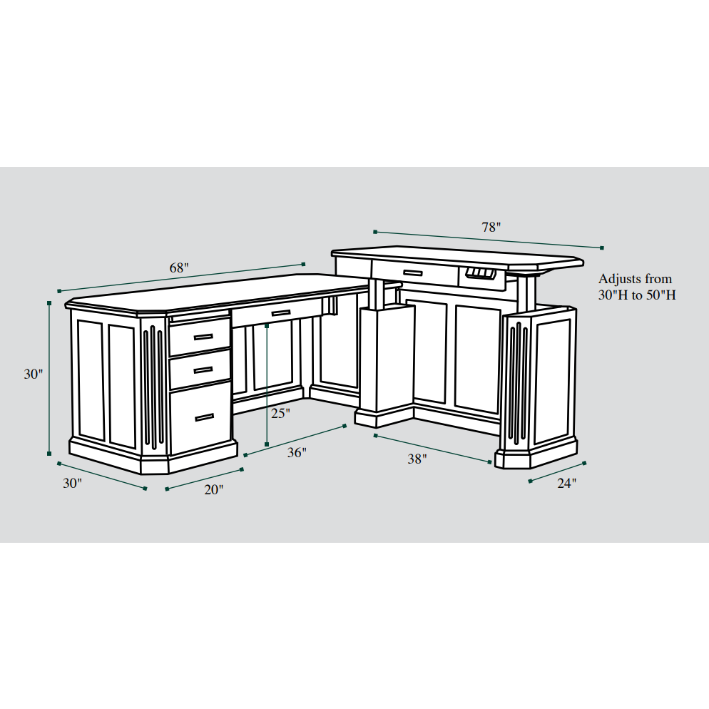 QW Amish Fifth Avenue L-Shape w/ Adjustable Return