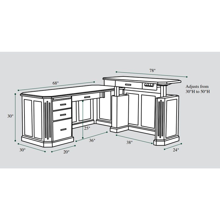 QW Amish Fifth Avenue L-Shape w/ Adjustable Return