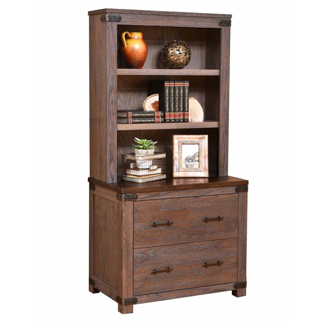 QW Amish Georgetown Lateral File with Optional Bookshelf