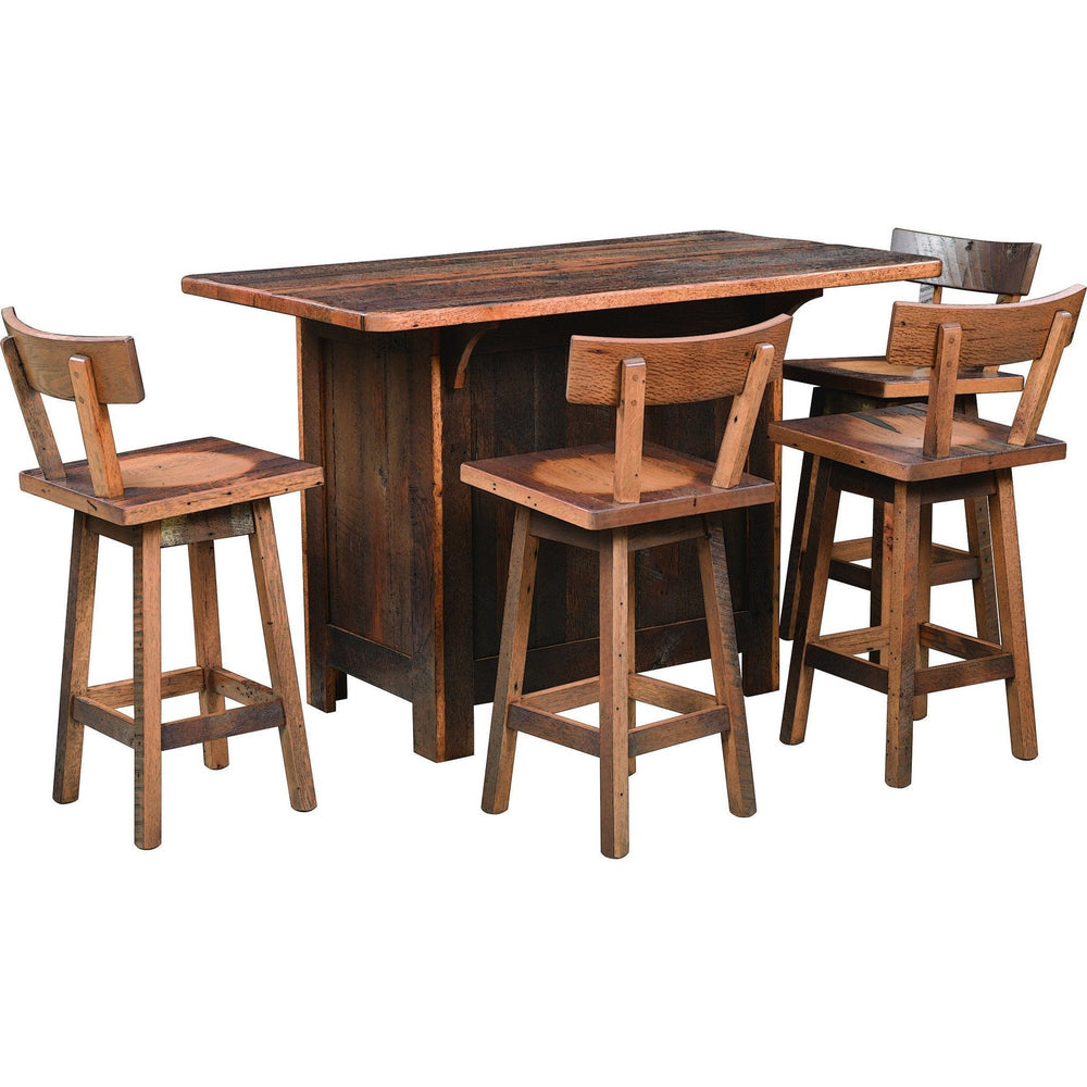 QW Amish Greenville Reclaimed Swivel Stool w/ Back RXQV-GREENVILLE W/BACK & SWIVEL-RECLAIMED