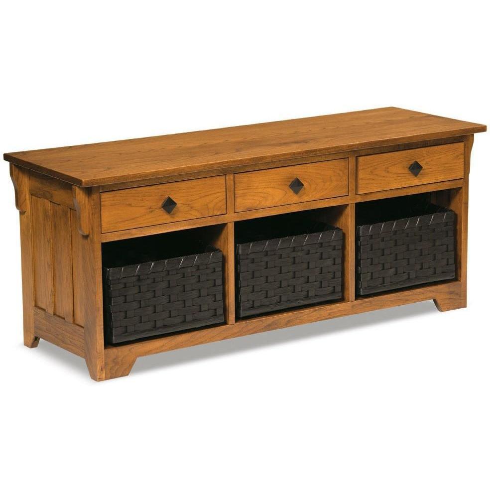 QW Amish Lattice Weave Drawer Bench