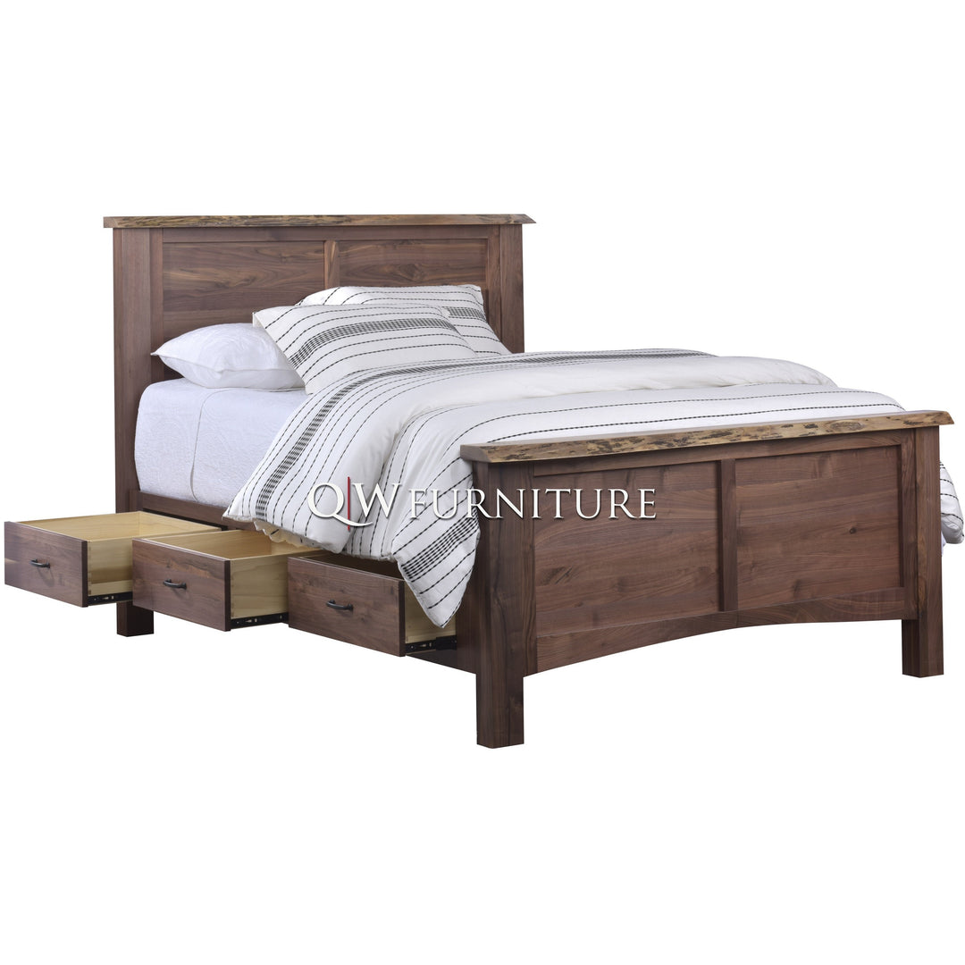 QW Amish Live Edge 6 Drawer Storage Bed