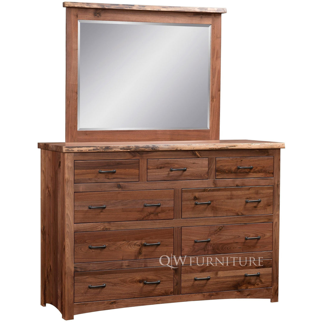 QW Amish Live Edge Dresser with Mirror Option