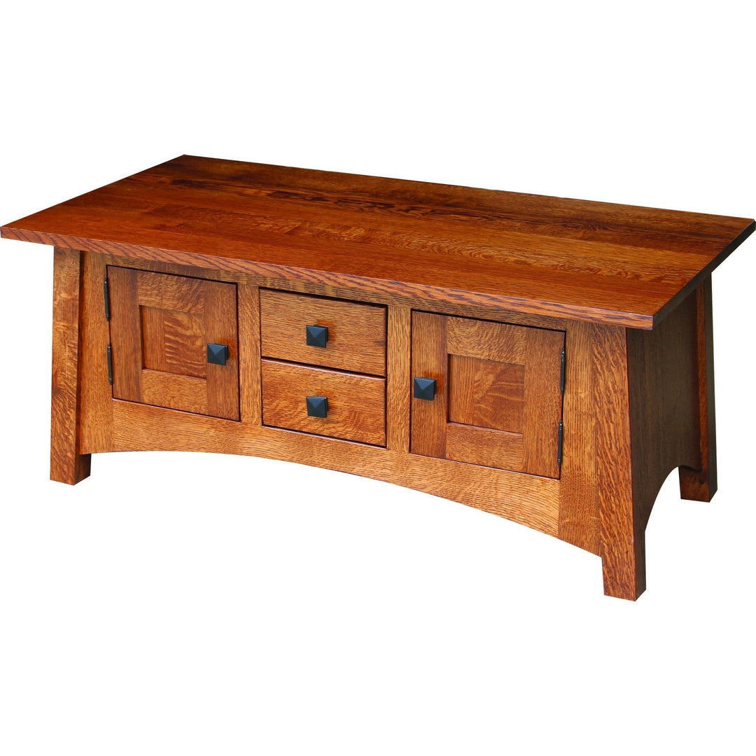 QW Amish McCoy Enclosed Coffee Table 2 Drawers, 2 Doors SLKS-MCE2242