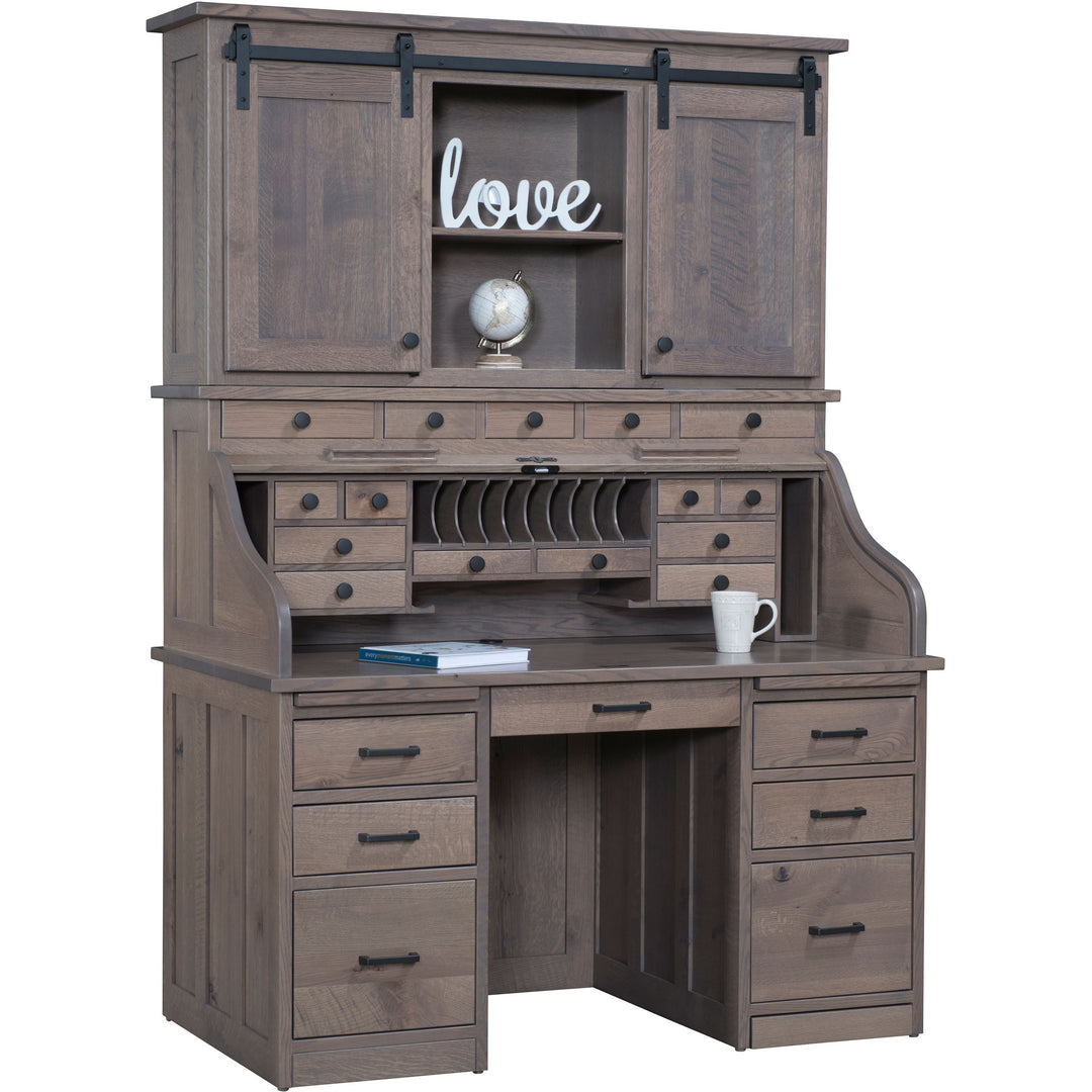 QW Amish Mission Roll-Top Desk with Optional Hutch