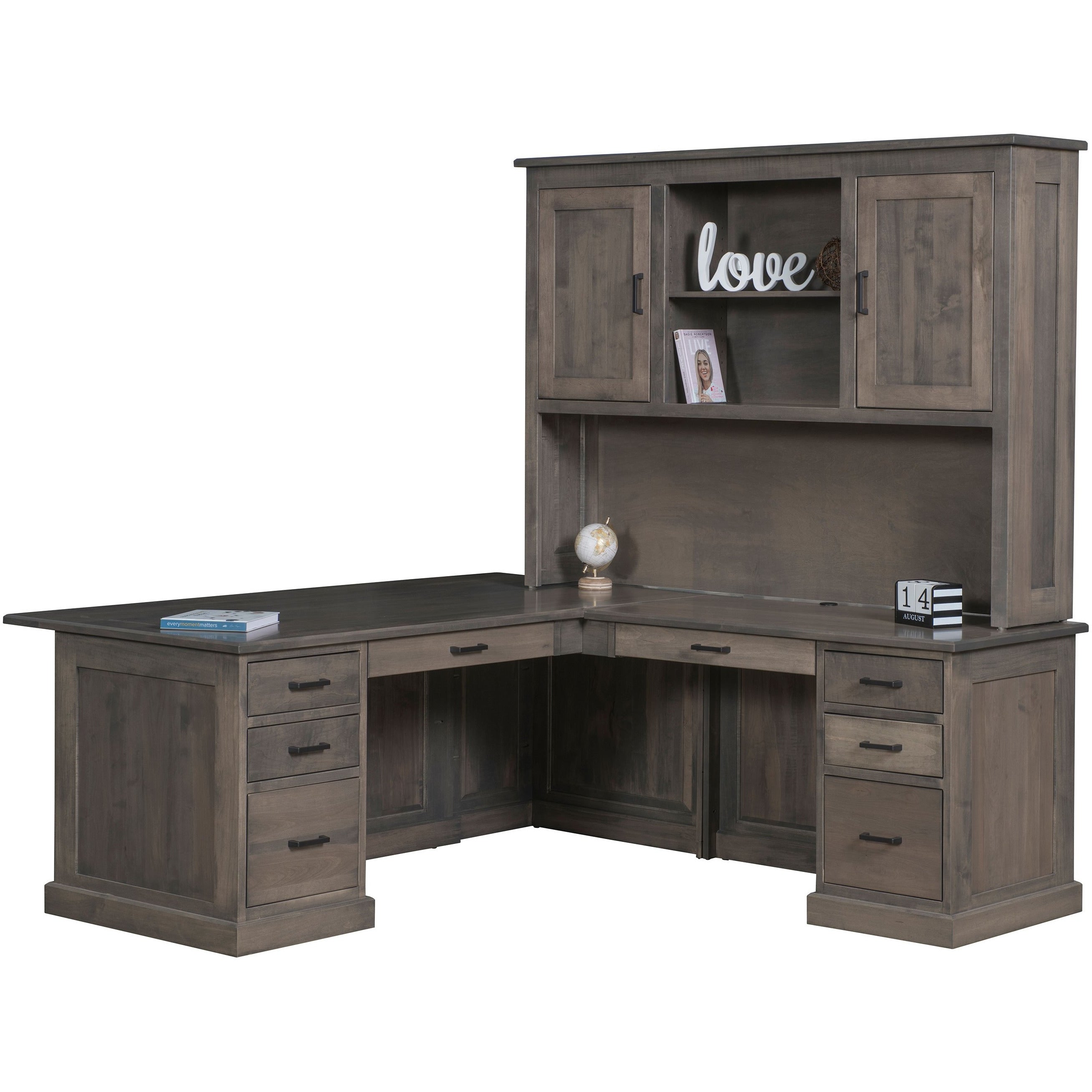 L Shaped Office Desk with Hutch