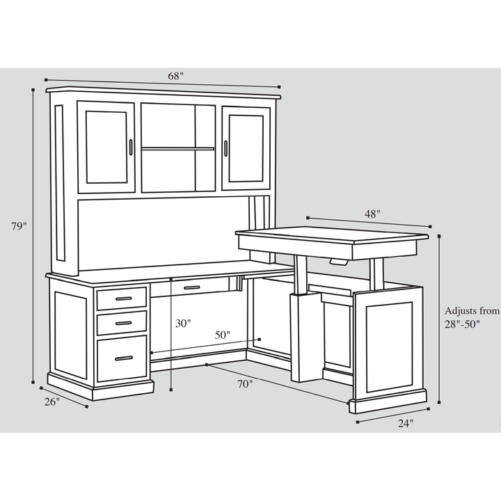 QW Amish Modern L-Shape w/ Adjustable Return & Optional Hutch
