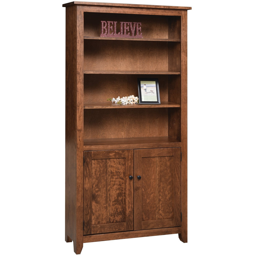 QW Amish Modern Mission Bookcase with Doors 36"x72"