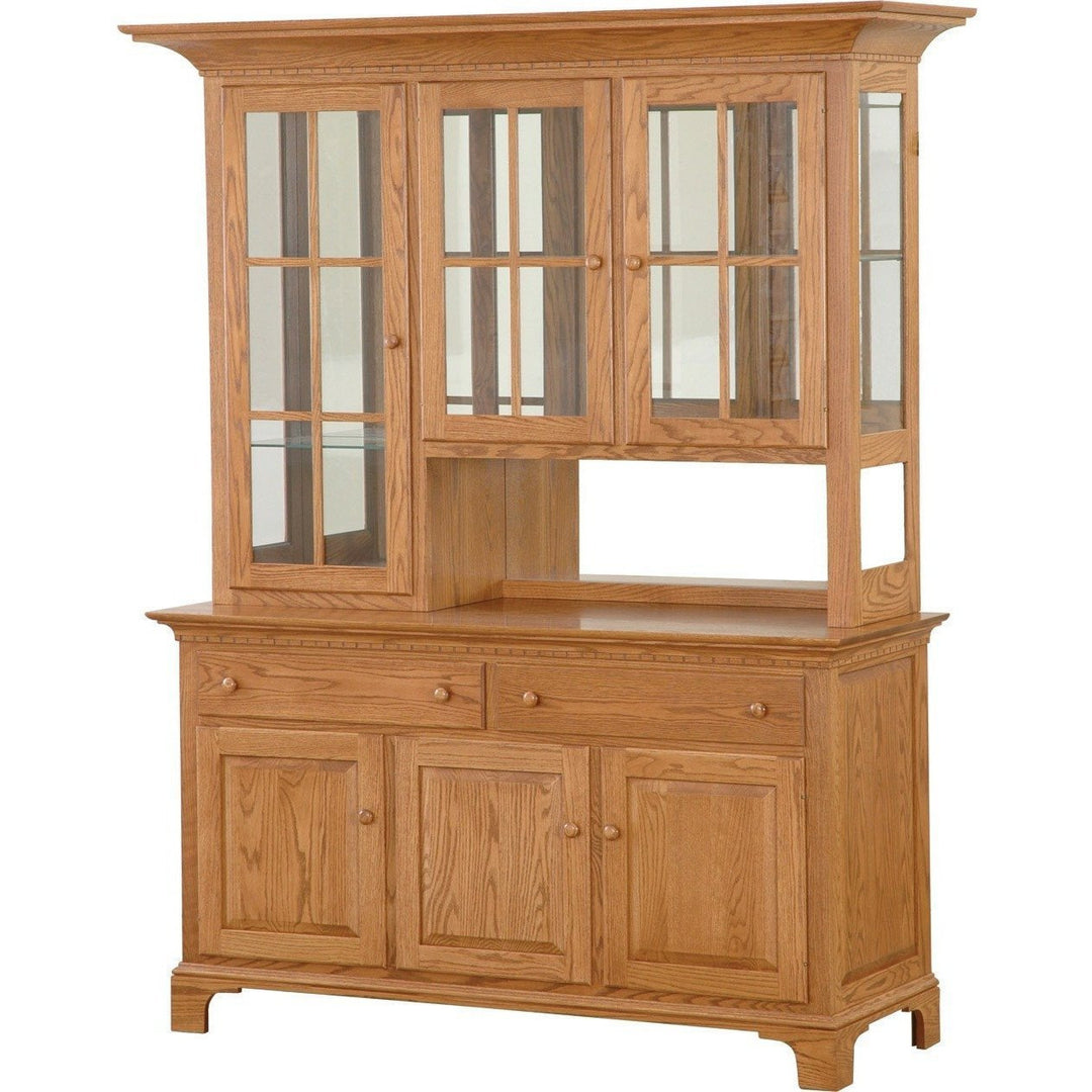QW Amish NBS Shaker 3 Door Hutch & Buffet w/ Mirrored Back 167A-00720074NBS402DOORSMIRRORED