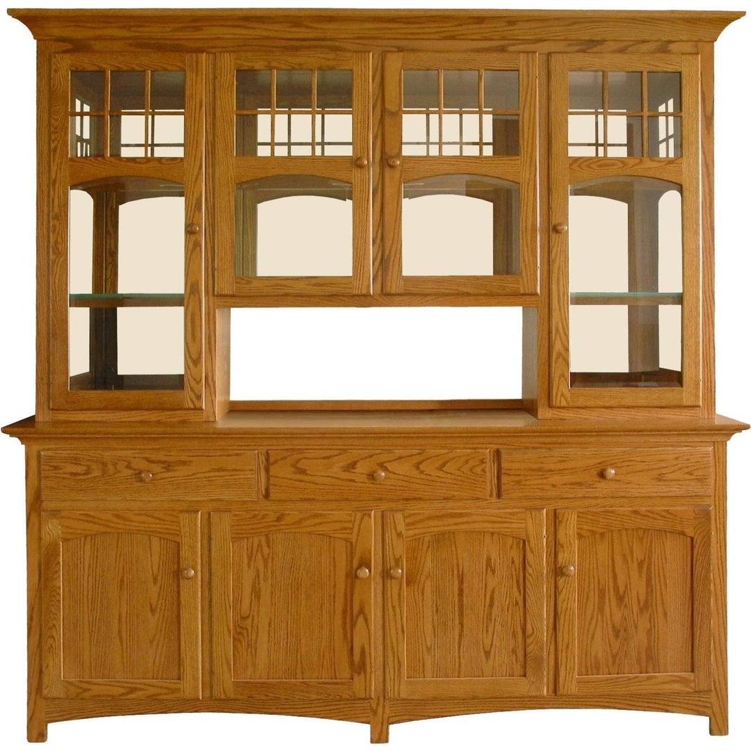 QW Amish NBW 4 Door Hutch & Buffet w/ Mirrored Back 167A-00020001MIRRORED