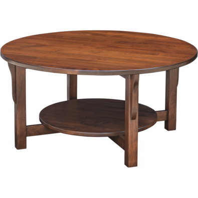 QW Amish Prairie Mission Round Coffee Table w/ Shelf JPLW-PR36