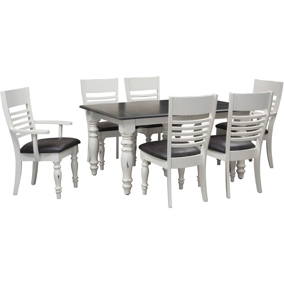 QW Amish Shreveport 7pc Dining Set KQLK-SHREVEPORT,WIPG-SHREVEPORT-LTHR