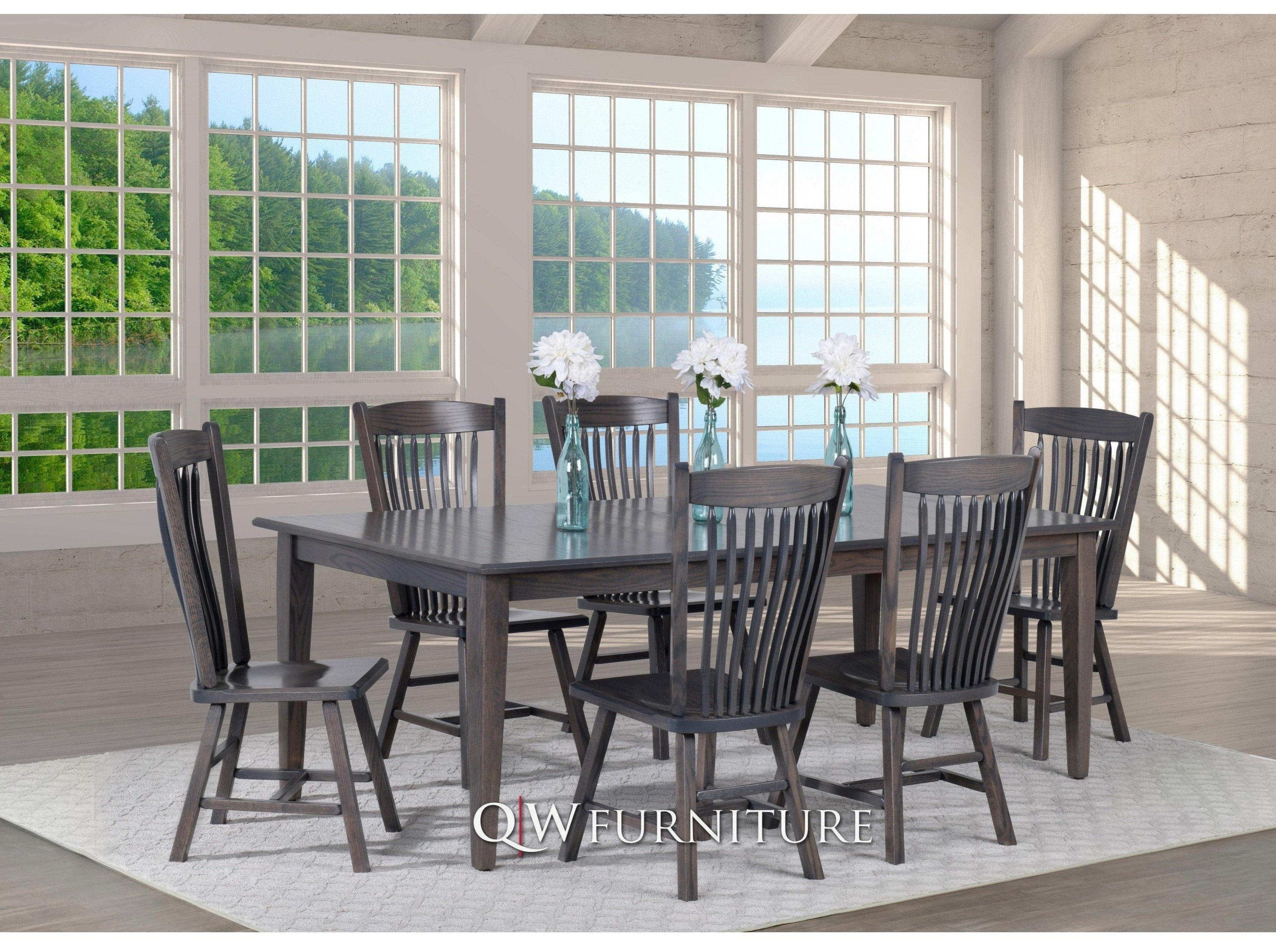 QW Amish Slate Mission 7pc Dining Set Quality Woods Furniture