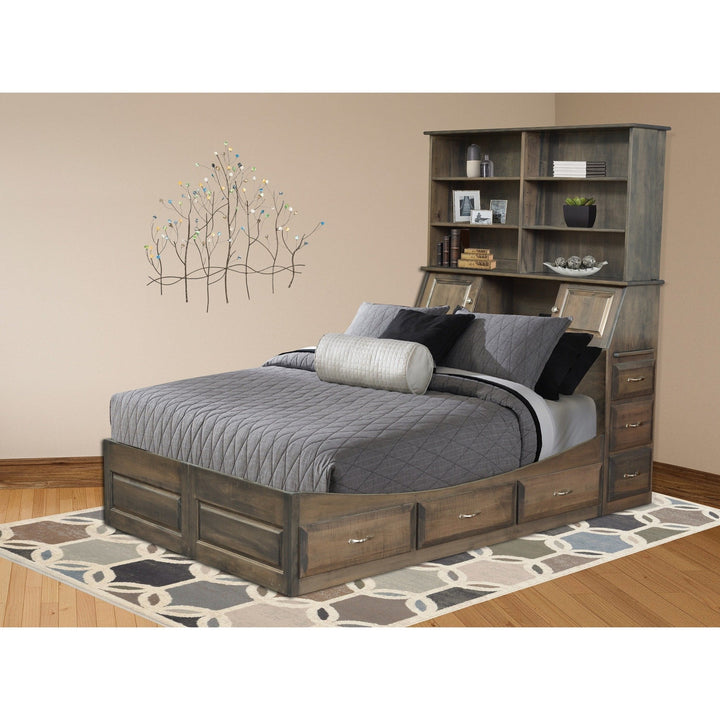 QW Amish Sleigh Bookcase Storage Bed NPOE-#37-12