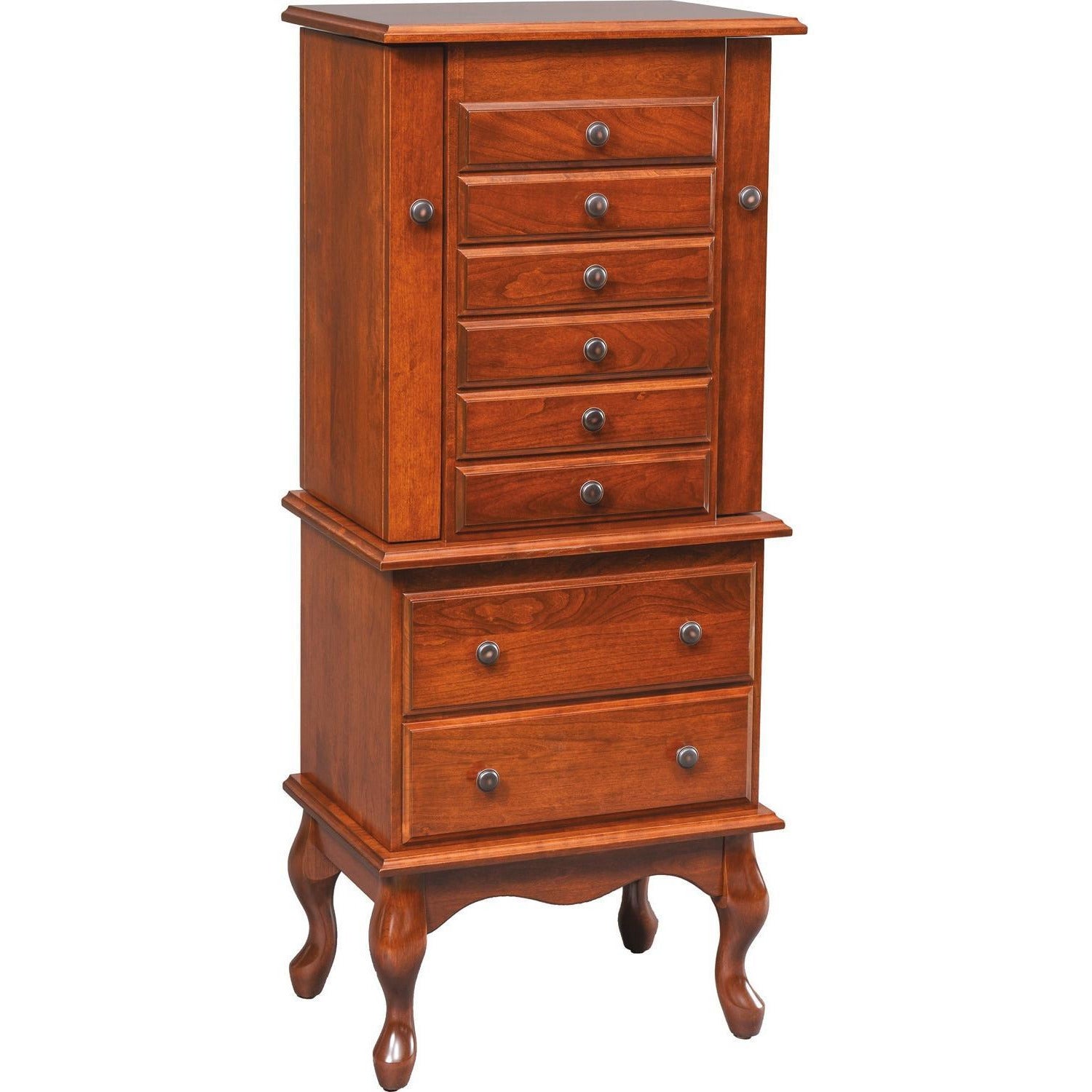 QW Amish Split Queen Anne Jewelry Armoire Quality Woods Furniture