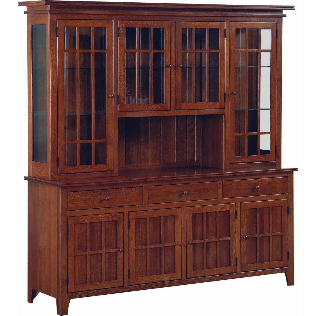 QW Amish Spruce Creek 4 Door Buffet with Hutch Shiplap Back