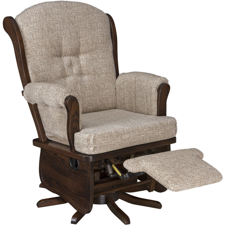 QW Amish Swanback Swivel Glider with Flip-out Footrest DLOE-171-FLIP