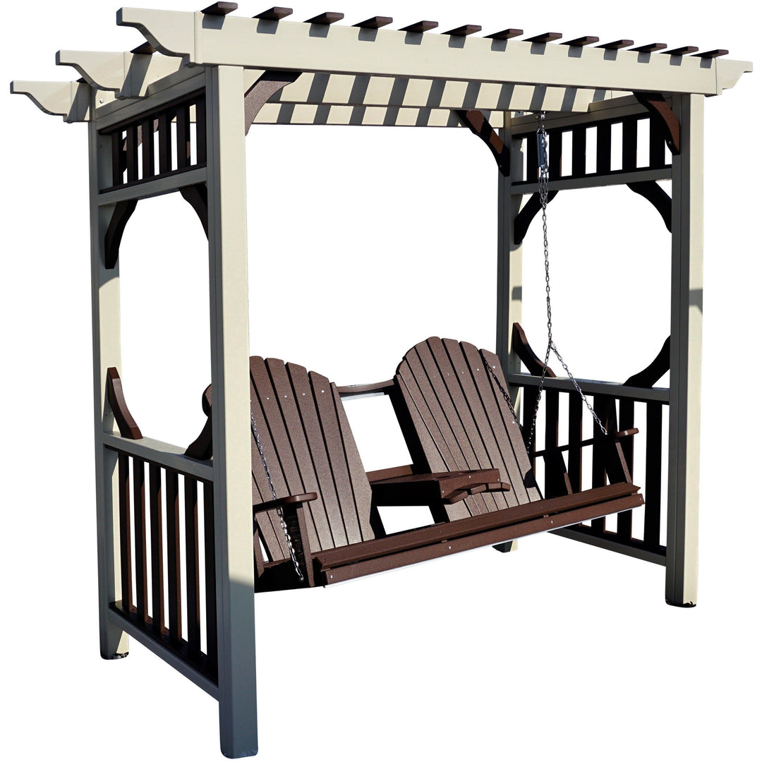 QW Amish Vinyl Arbor & Adirondack 5' Settee Swing w/ Flip Down