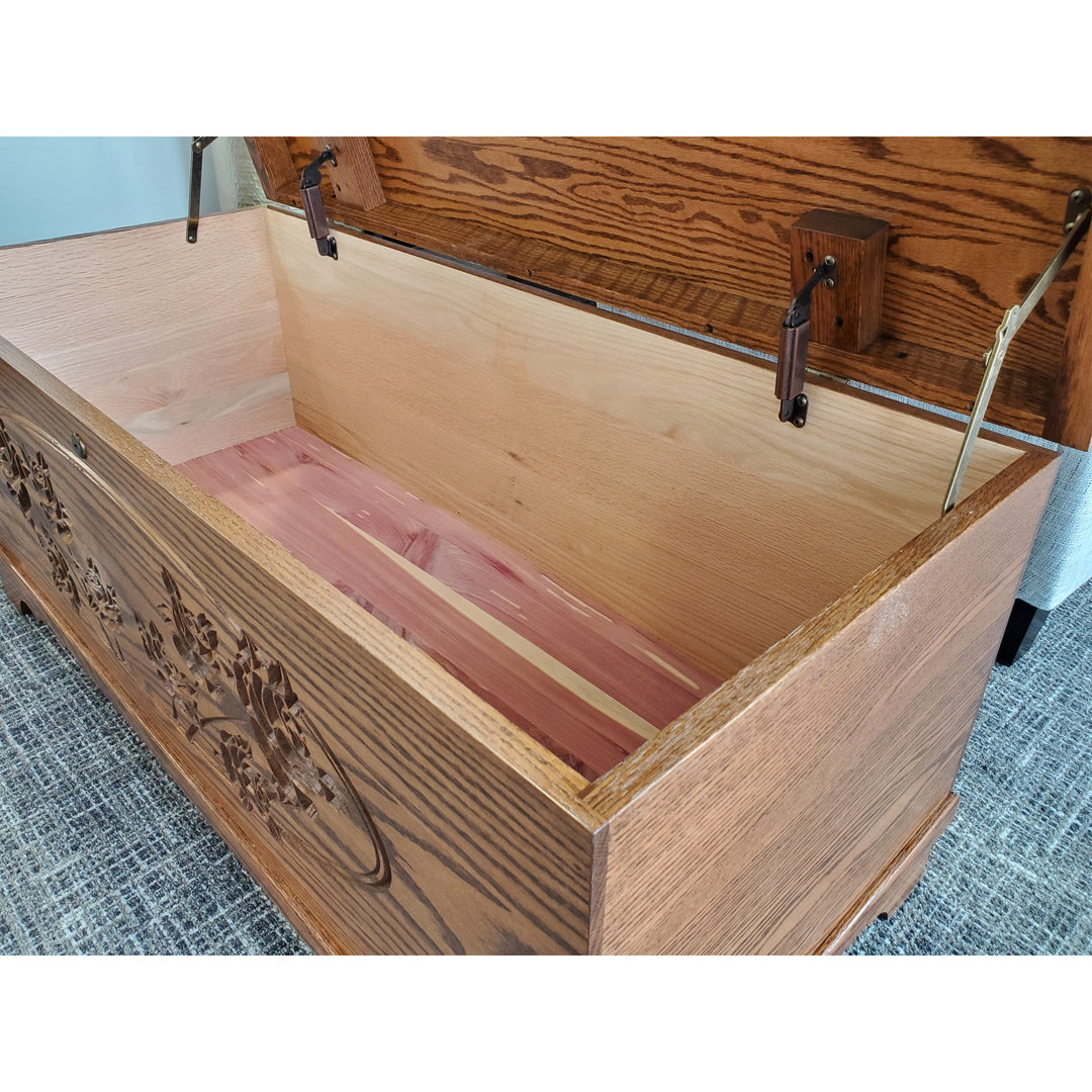 QW Amish Waterfall Carved Cedar Chest (select your size)