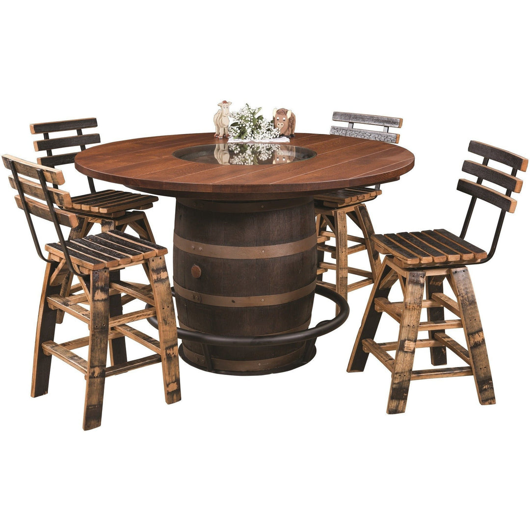 QW Amish Whiskey Barrel Table Set - QSWO MPSE-154-AQS,MPSE-104,MPSE-108