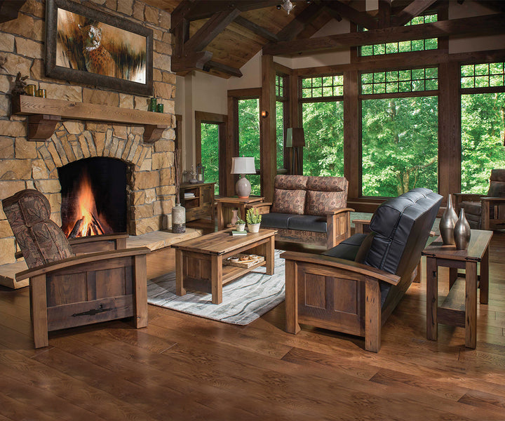 QW Amish Kimbolton Reclaimed Swivel Glider Recliner