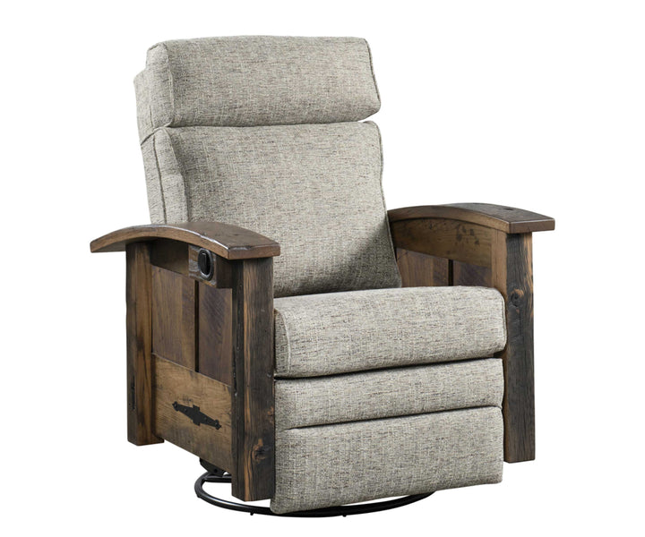QW Amish Kimbolton Reclaimed Swivel Glider Recliner