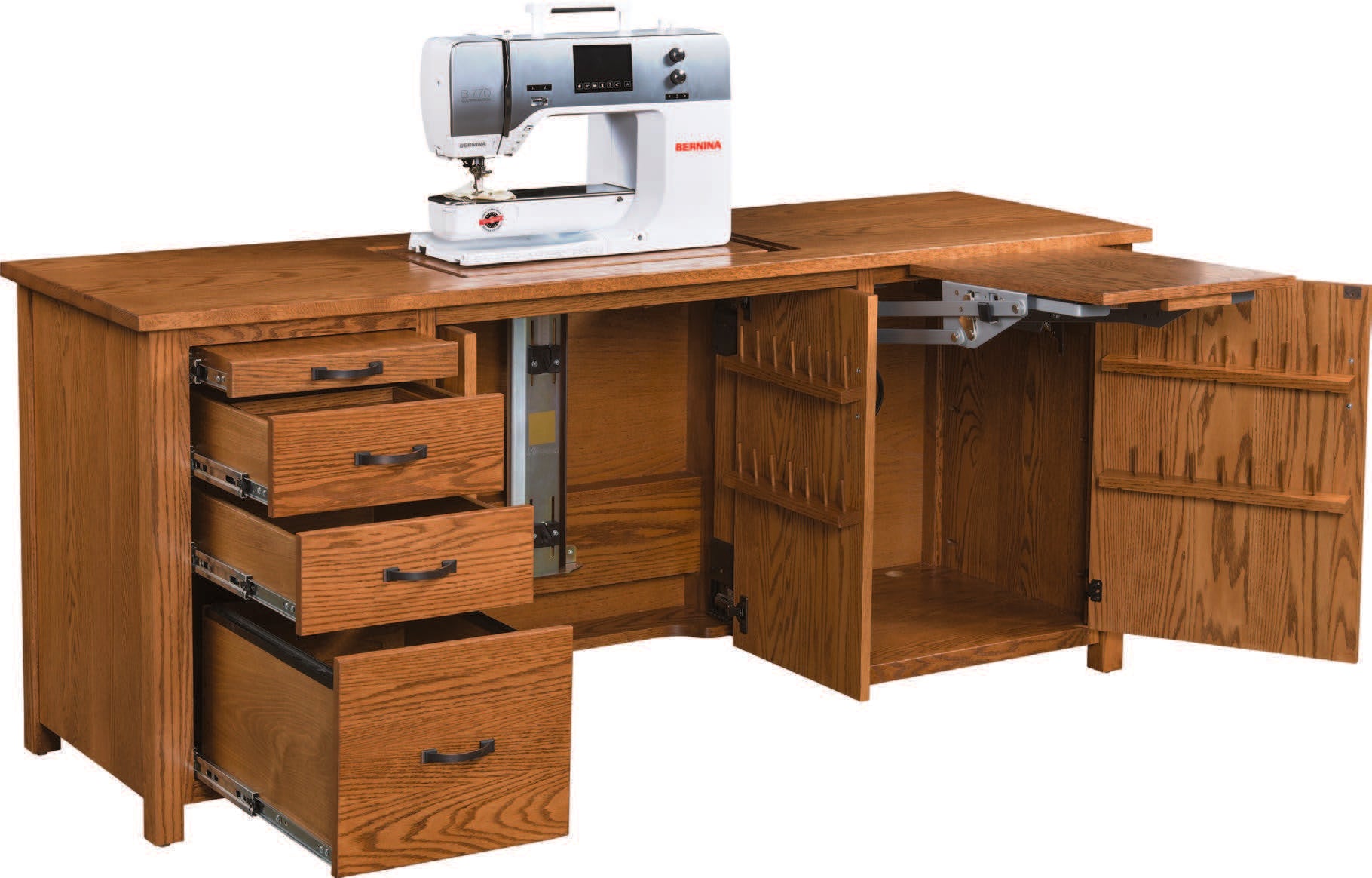 QW Amish 114FT Flat Top Sewing Cabinet - Thumbnail 2