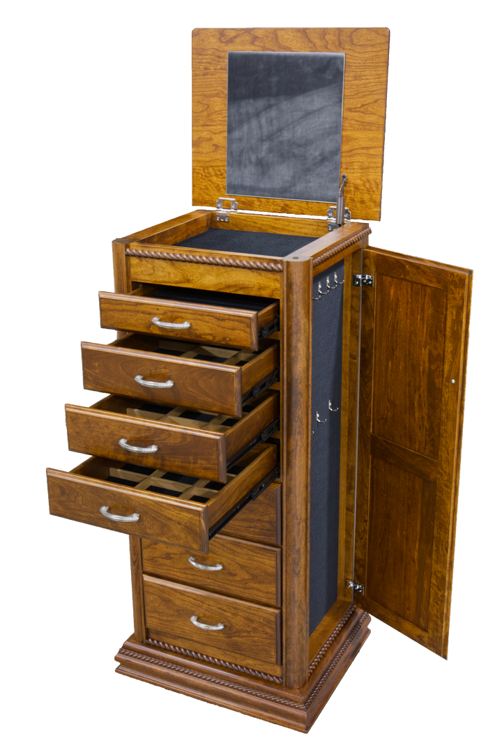 QW Amish Rope Twist Jewelry Armoire