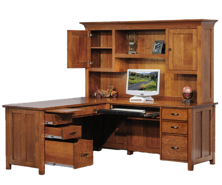 QW Amish Coventry L-Shape Desk w/ Optional Hutch