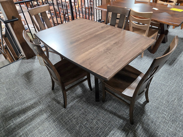 Clearance Carlisle 42x60 w/4-12"L Double Ped Table + 4 Side Chairs